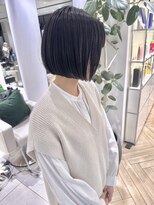 【馬場】大人かわいい黒髪前下がり小顔ミニボブ前髪あり