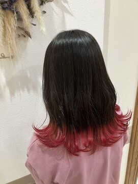 フゥカ 類家店(fuka) 青森 八戸　◯裾カラー　Vivid Red  20代　30代