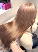 12575ミルクティーベージュ姫カットレイヤー韓国くすみベージュ