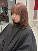 《オオキタ》柔らかピンクベージュとミディアムレイヤー