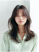 くびれコテ巻きロングレイヤーニュアンスパーマブリーチなし30代