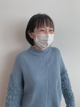 トップヘアーヒルズ 安城(TOP HAIR HILLS) 前髪ぱつっとショート/アッシュブラック/ぱっつん前髪