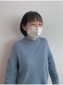 前髪ぱつっとショート/アッシュブラック/ぱっつん前髪