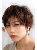 ペールベージュセクションカラーグラデーションカラー外ハネボブ