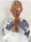 浴衣×タイトツイン編みおろし