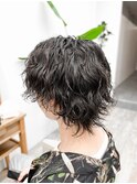 【メンズ★大名】波巻きパーマ×センターパート×ウルフカット