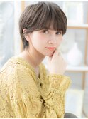 グレーベージュ丸みショートマッシュウルフh3越谷20代30代40代