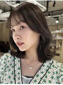 縮毛矯正/髪質改善トリートメント/ミディアムヘア/グレージュ