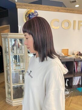 コワファースト 大分(COIFF1RST) ピンクグレージュのハイライト！姫カットのウルフstyle