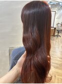 ブリーチなしオレンジベージュ◎ ロングヘア韓国ヘア渋谷mutsuki