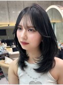 レイヤーカット小顔に見せるヘア/韓国ヘア/髪質改善/福岡/天神