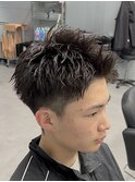 スパイキーショート短髪ビジネスヘアツーブロックショート