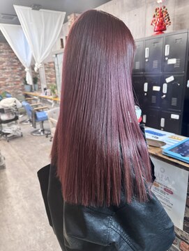 カシスピンク ブリーチ無しダブルカラー リタッチ カット 20代