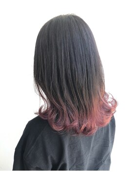 ヘアメイク オブジェ(hair make objet) 裾カラー ピンク