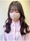 ダブルカラーピンクベージュベージュカラーケアブリーチレイヤー