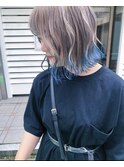 ホワイトシルバー×裾カラーブルー(ブリーチ1~2回)