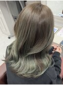 透明感ブリーチなしアッシュカラー韓国風艶感小顔プリカール