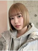 ハイトーンカラー切りっぱなしミディアムペールピンクベージュ★