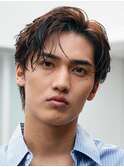 フェザーショートシャドウパーマセンターパートゆるめ