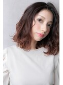美髪ピンクグラデーションカラー外巻きパーマY上尾20代30代40代