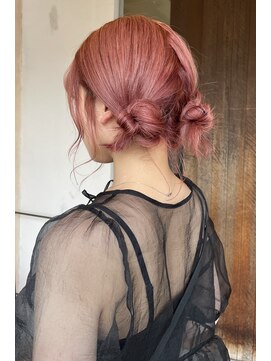 リフ デザイン ラボ(riff design labo) オレンジピンク/ケアブリーチ/ピーチオレンジ/ボブ/ヘアアレンジ