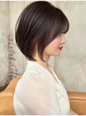 みね似合わせショートボブ30代40代50代前下がり小顔新宿丸顔面長