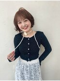 小顔効果◎柔らかブラウンショートボブ