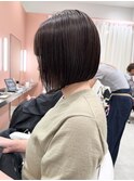ボブ/白髪ぼかしハイライト/グレージュ