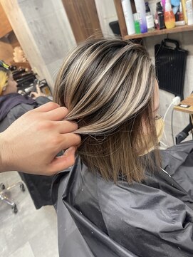 ラフ(LAFF) #バレイヤージュ#グレージュカラー#ボブウルフ#ココアベージュ