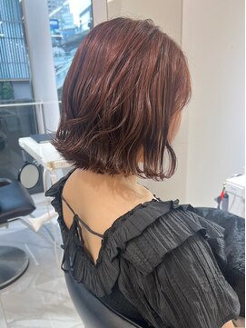 ランテルディ 渋谷(LANTERDIT) オレンジベージュ　外ハネボブ　くびれヘア