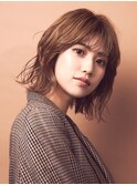 秋のウォームベージュボブ/ウェービーボブ
