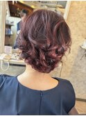 ヘアセットシニヨン結婚式ドレスヘア
