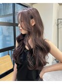 ウェーブミディアムショートボブ 前髪なしブリーチなしカラー