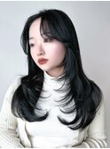 ロング美髪顔周りレイヤーおくれ毛前髪カット_ba454101