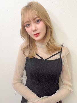 ムクヘアー(muk hair) ミルクティーベージュ×レイヤーミディ