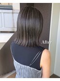 つるんとグレージュ大人の白髪ぼかし