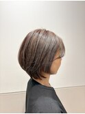 【40代50代60代】白髪ぼかしハイライト×ショートボブ2603