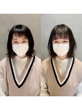 アフィーロ(ACHFILO) 前髪エクステ20代30代大人女子　グレージュ　ひし形ミディアム