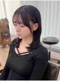 韓国前髪顔周り×小顔黒髪レイヤー[横浜/前髪縮毛矯正]