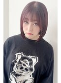 【大人可愛い】切りっぱなしボブ×ピンクラベンダーカラー