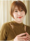 アプリコットオレンジ小顔丸みショートマッシュY上尾10代20代