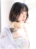 切りっぱなし/ぱっつん前髪/前下がり/アッシュカラー/自由が丘