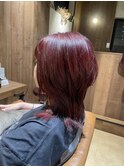 ウルフカット/レッドブラウン/レッドバイオレット