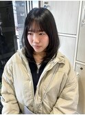 ミディアムレイヤー/顔周りカット/ワンカール/内巻き/ロブ