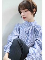 ムウ 難波(MOU)&nbsp;ボブクールショート前髪イメチェンピンクベージュ30代40代50代