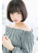 ミック ヘアアンドメイク アップ 駒込店(miq Hair&Make up)&nbsp;切りっぱなしカットライン…黒髪ダークアッシュ前下がりボブ