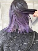 紫パープルインナーカラーブリーチカラーデザインカラー