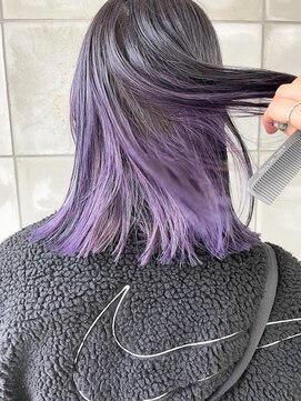 トゥコ(tuco) 紫パープルインナーカラーブリーチカラーデザインカラー