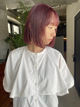 ソイリウム 下北沢(soi rium) 暖色ボブ_ピンクカラーボブ_切りっぱなしボブ_下北沢_