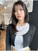レイヤーロングレイヤーカットワンカールグレージュアッシュ